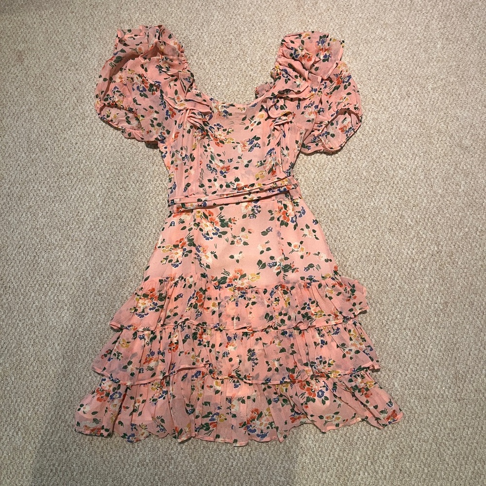 LoveShackFancy Women’s Ruffle Mini Dress with Tie Waist - Picture 2 of 5